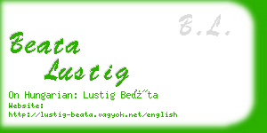 beata lustig business card